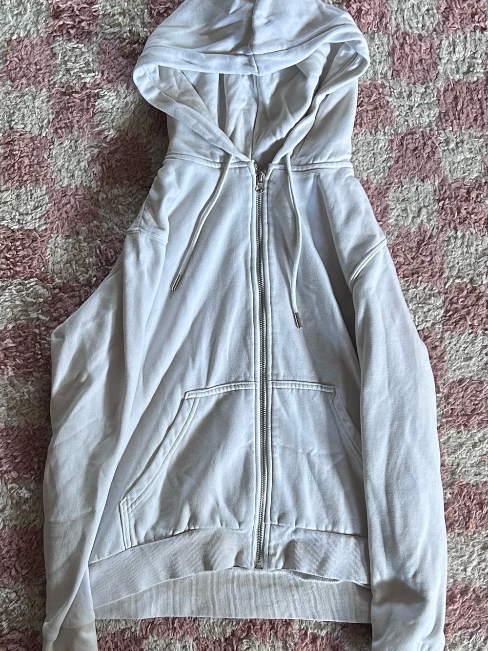 H&M White Zip-Up Hoodie